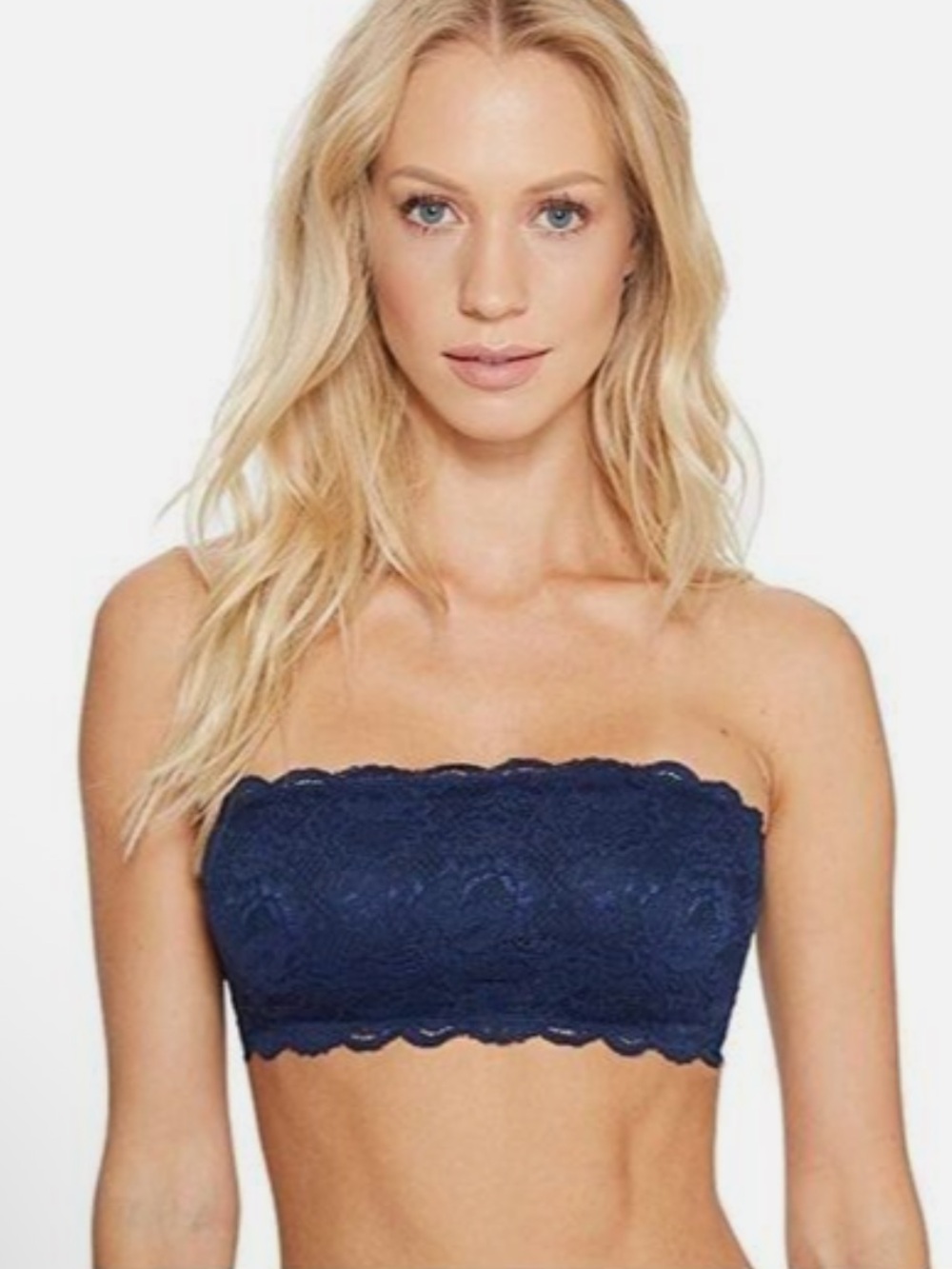 Cosabella Navy Lace Overlay Strapless Bandeau Bra